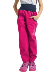 Dětské Softshellové kalhoty Unuo bez zateplení Basic, Fuchsiová velikost 122/128