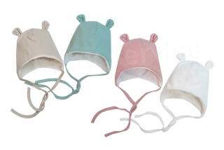 Čepička s oušky podšitá Ažur Baby Service Smetanová velikost 50