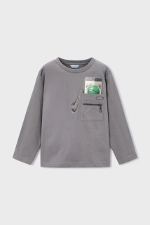 Chlapecké triko dlouhý rukáv Mayoral s telefonem s kapse 4078-90 šedé