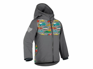 Dětská softshellová bunda Unuo s fleecem Tm. Šedá ZOO na výletě velikost 92/98